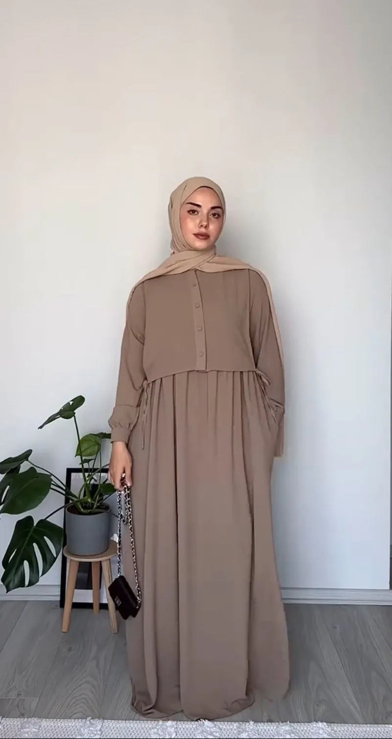 Mocha Two-Layer Modest Abaya
