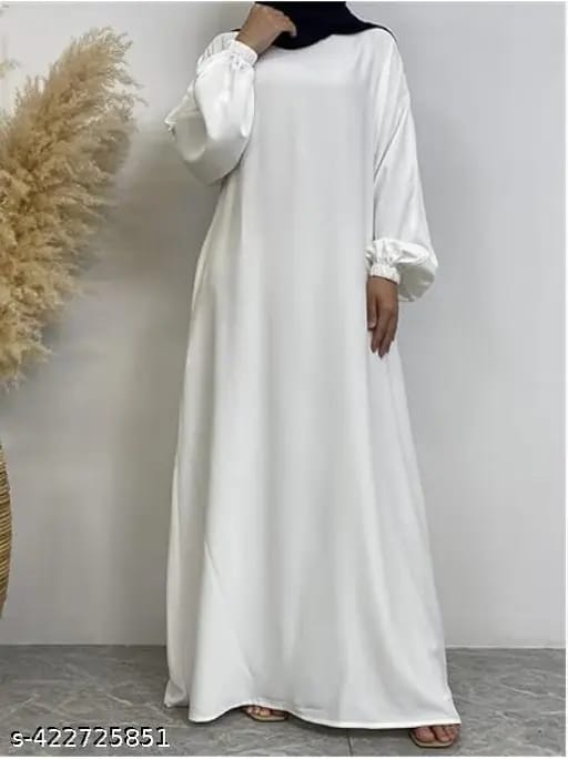 Plain White Nida Abaya with Hijab