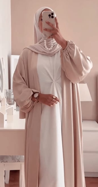 Front-Open Layered Dual-Tone Abaya