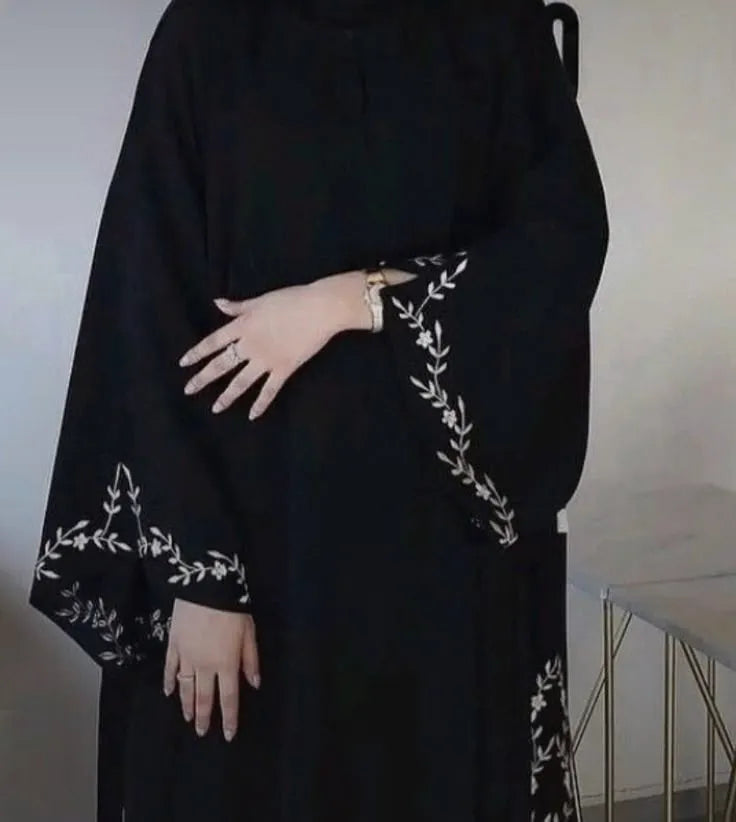 Black Embroidered Closed Abaya