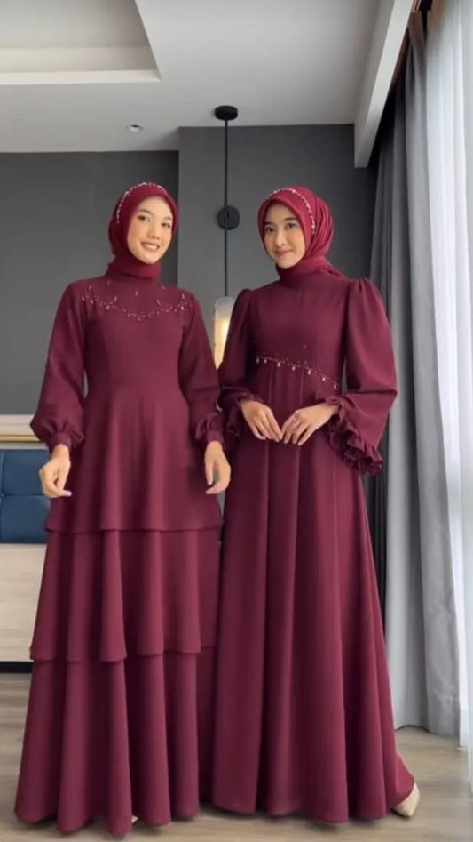 Maroon Embellished Occasion Abaya