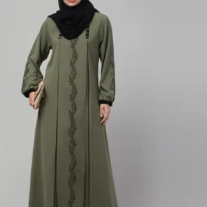 Nida Matte Solid Burqa With Hijab  (Green)