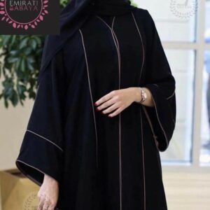 Elegant Nida Material Abaya with Hijab – Black Designer Burkha